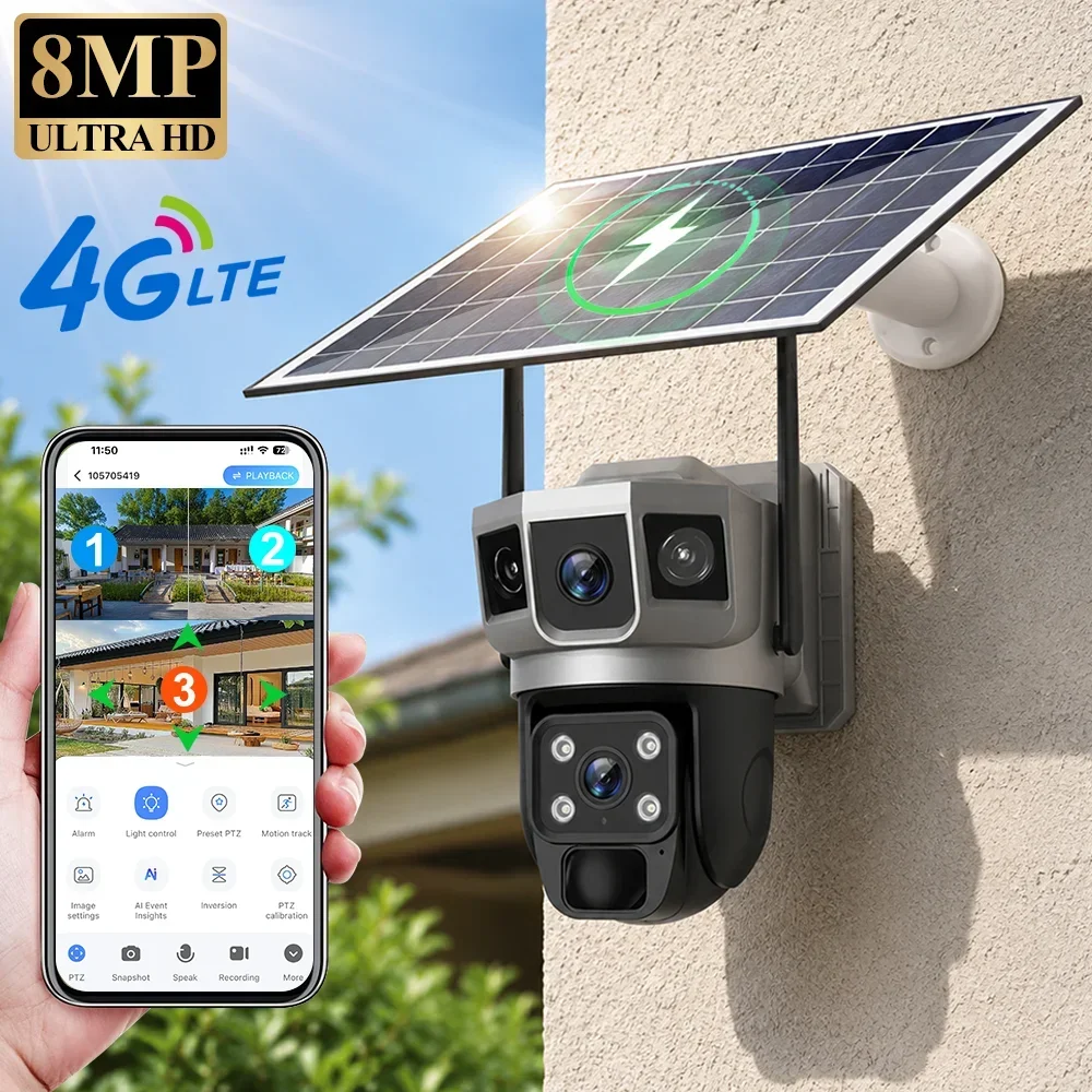 Home Security Tech - V380 4K 3 Ekranlı 4G Kamera
