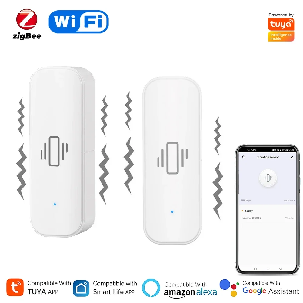 Home Security Alarm - Tuya WiFi/Zigbee akıllı titreşim sensörü ev
