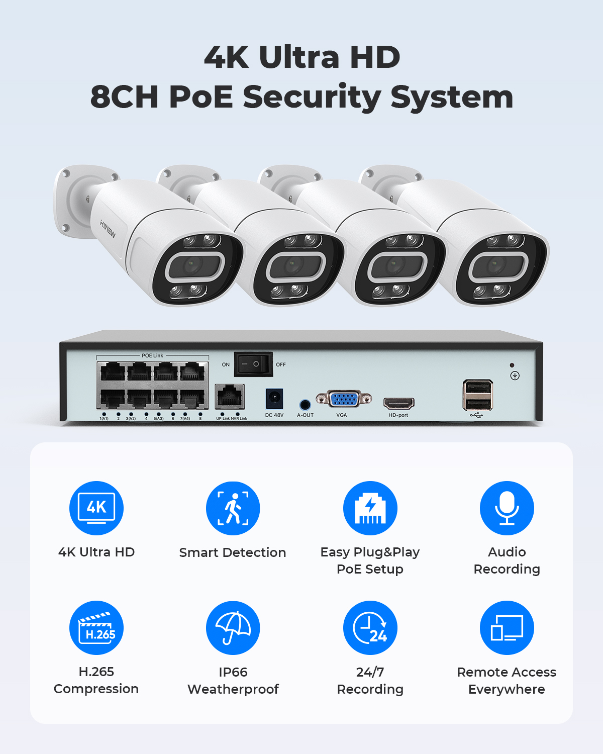 H.View 4K 5Mp 8Mp Poe CCTV Güv - Home Security Tech incelemesi ve fiyatı